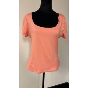OrangeKiss Coral Scoop Neck Short Sleeve Top Women's Size 2X